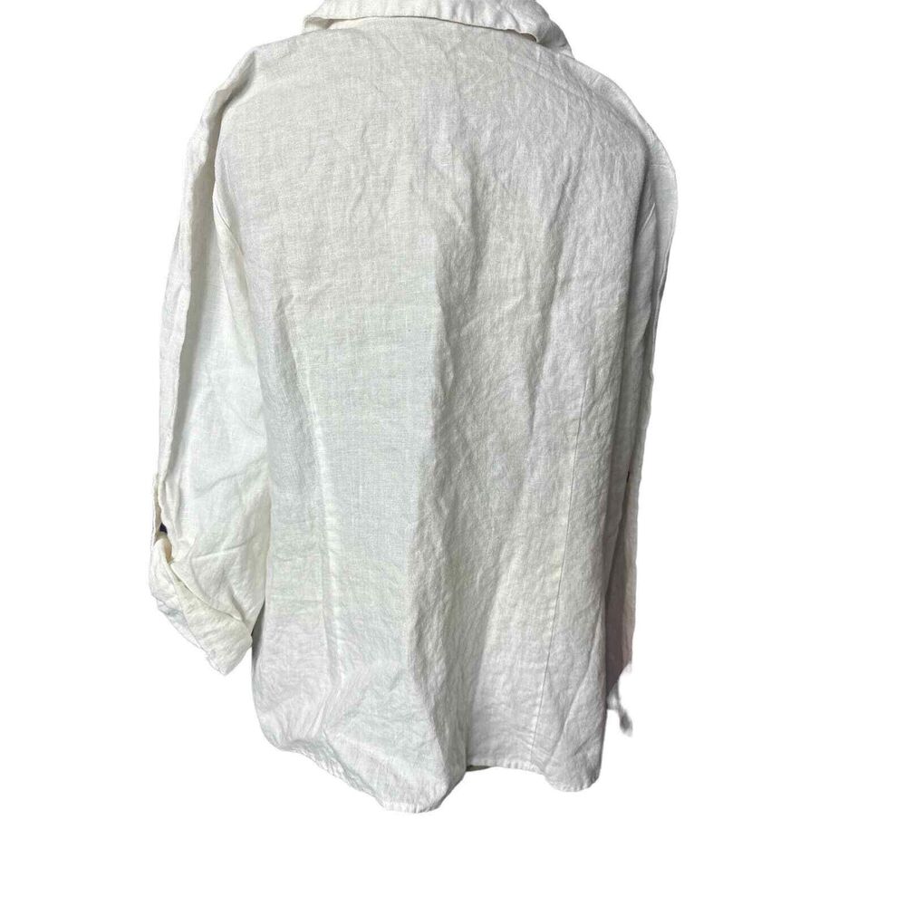 Richard Malcom Irish Linen White Button Down Roll… - image 3